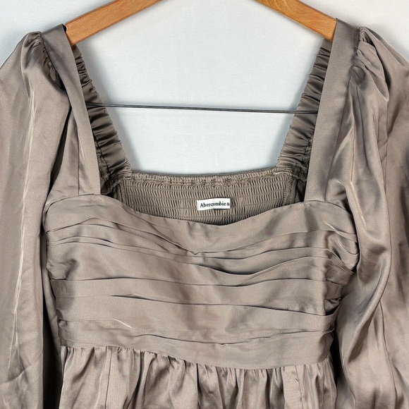 Abercrombie & Fitch Women Long sleeve Y2K BabyDoll Crop Top Sz S Smocked Evening - Picture 2 of 14